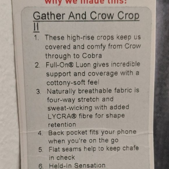 NWT Lululemon Gather and Crow Crop II Herringbone Gray and Black Pant Size 2 - Picture 7 of 7